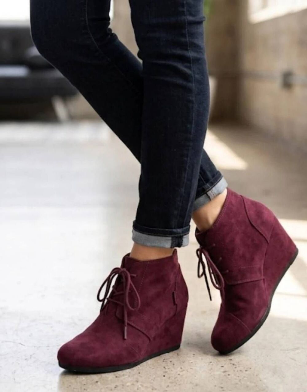 Route 66 Wedge Booties Burgundy Sz 8M